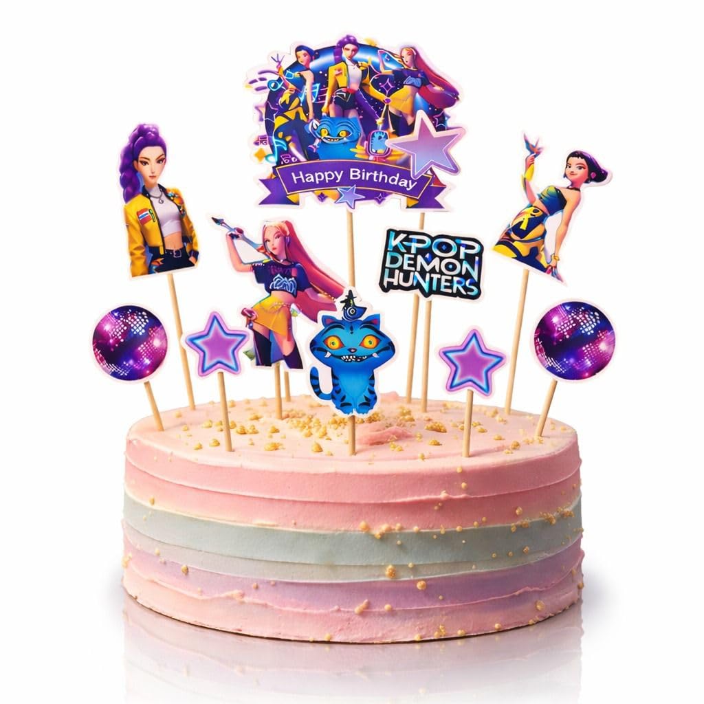 Wanna Party K-Pop Cake Toppers Set of 10 for Birthday Cake Decoration | K-Pop Theme Party Supplies for Girls Birthday Decoration-image-32