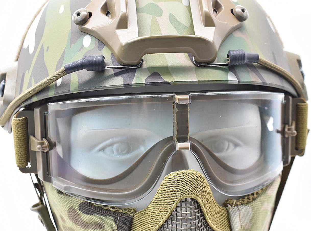 JFFCESTORE MH Updated Version Fast Tactical Helmet Combined with Foldable Half Face Mesh Mask and Goggles for Paintball CS Game Set (Multicam) : Sports & Outdoors