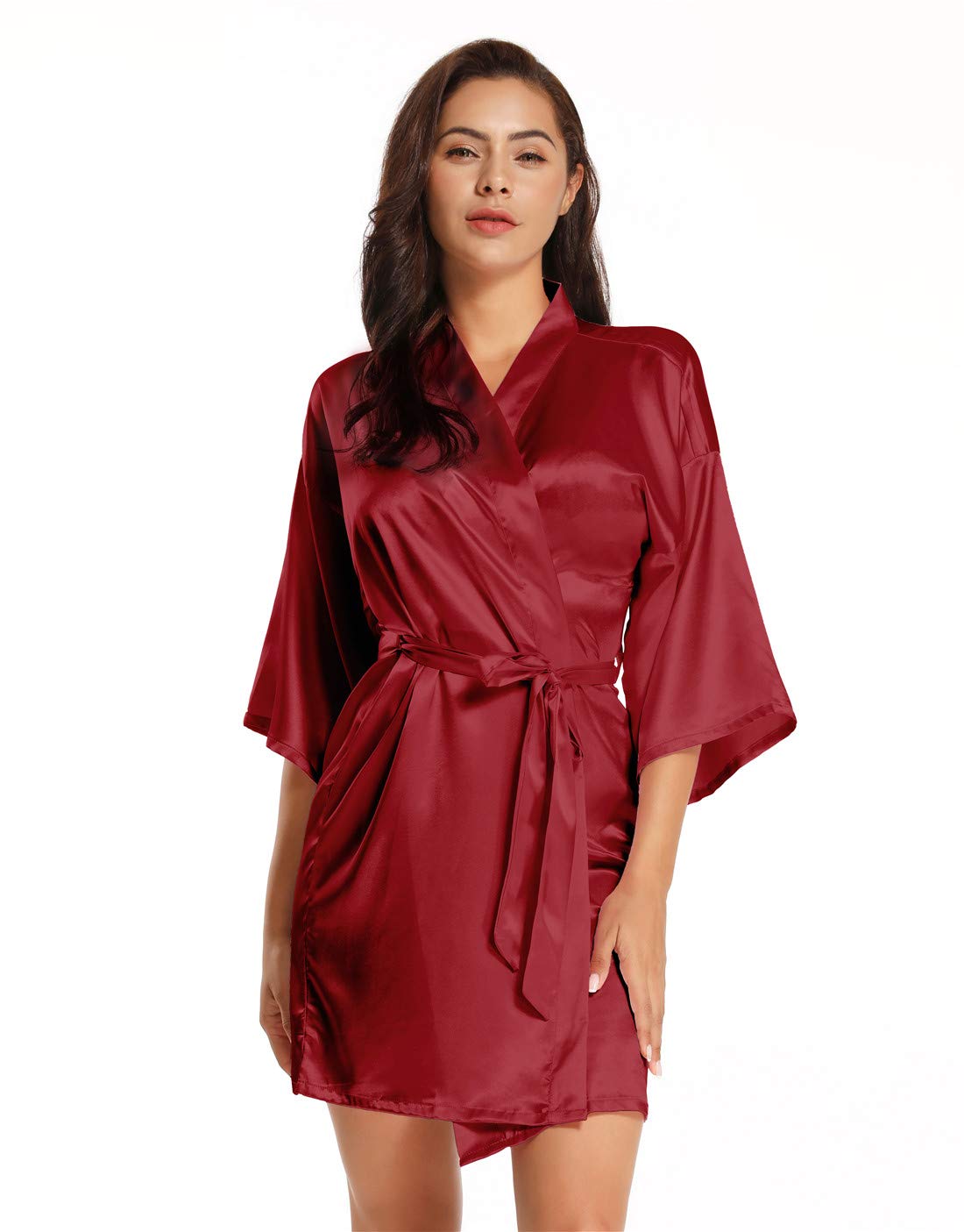 Women's Pure Short Satin Robes Bridesmaid and Bride Silky Robes Summer Sleepwear
