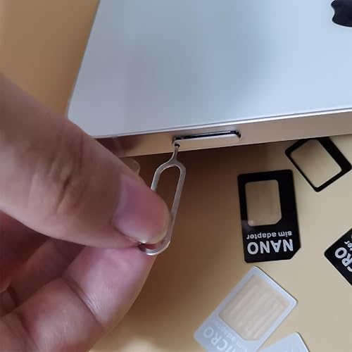 Miniatura 5 de Kit adaptador de tarjeta SIM, 12 unidades de convertidor Nano Micro Standard 4 en 1 con herramienta de pasador eyector, 6 unidades negras + 6