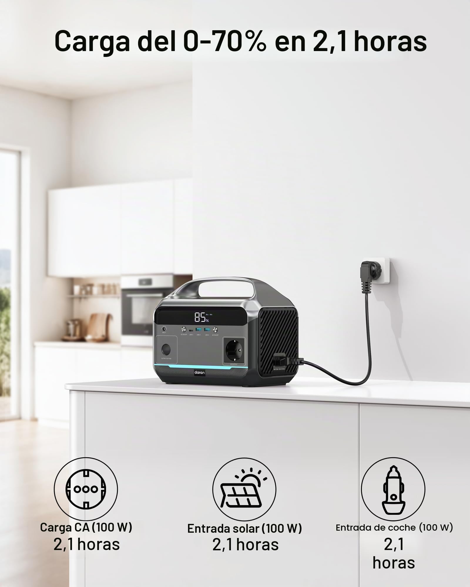 Estación de energía portátil de 350 W, batería LiFePO4 de 288 Wh, generador solar con 1 enchufes de 350 W CA (punta de 700 W), carga rápida en 2,2 horas, almacenamiento de corriente móvil para
