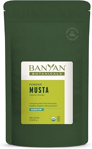 Banyan Botanicals Musta Powder - Cyperus Rotundus orgánico - Suplemento natural de la menstruación de hierbas ayurvédicas - Suplemento para la salud