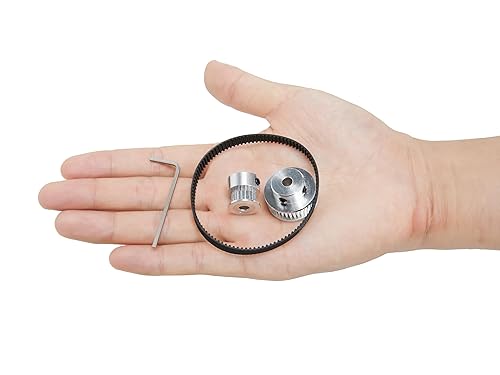 Miniatura 6 de SHCEEC Juego de 2 poleas de sincronización de aluminio 2GT de 20 y 36 dientes, rueda síncrona de 0.197 in de diámetro con 2 correas de longitud de