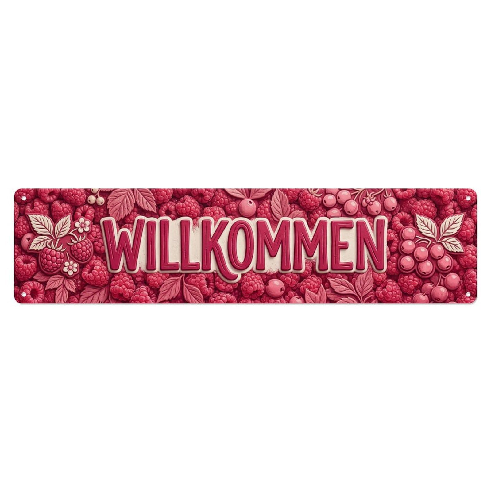 Raspberry Pink Berry Fresh Welcome Metal Tin Sign