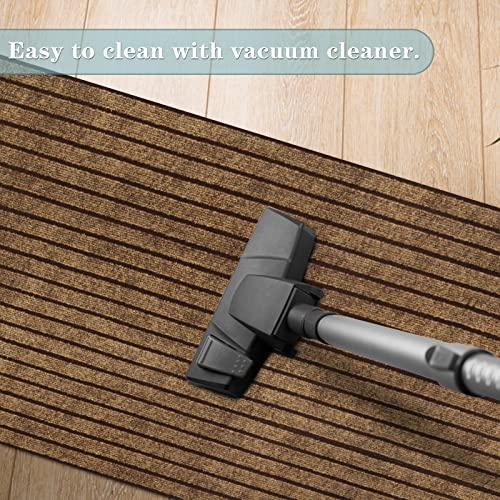 Runner Rug 2Ft X 6Ft, Ayoha Utility Carpet Runner For Entryway Hallway Aisles Balcony Garages, Area Rugs With Non-Slip Rubber Backing, Brown Strip (Available Custom Sizes) #TOP4