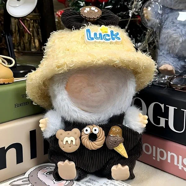 Clothes Set - Cute Outfit, Stylish Dress-Up for Dolls (No Doll Included) (Luck hat+Headgear+Overalls)