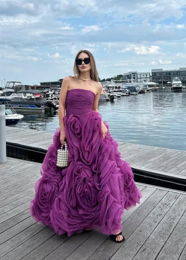 Organza Homecoming Dresses for Teens 2025 Strapless 3D Flower Prom Dress Evening Party Gowns KN0393