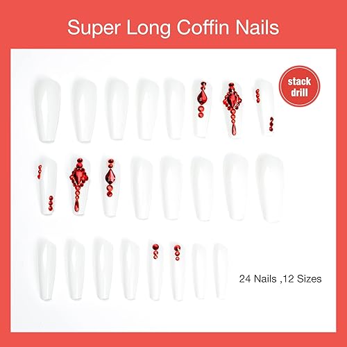 Miniatura 2 de Juego de manicura de uñas francesas acrílicas, reutilizable, 12 tamaños, kit de 24 uñas