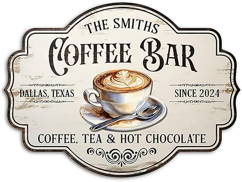 THUYPT - Letrero de café personalizado, placa de madera para colgar en la pared, decoración de cafetería, estación de café, bar, letrero de pared