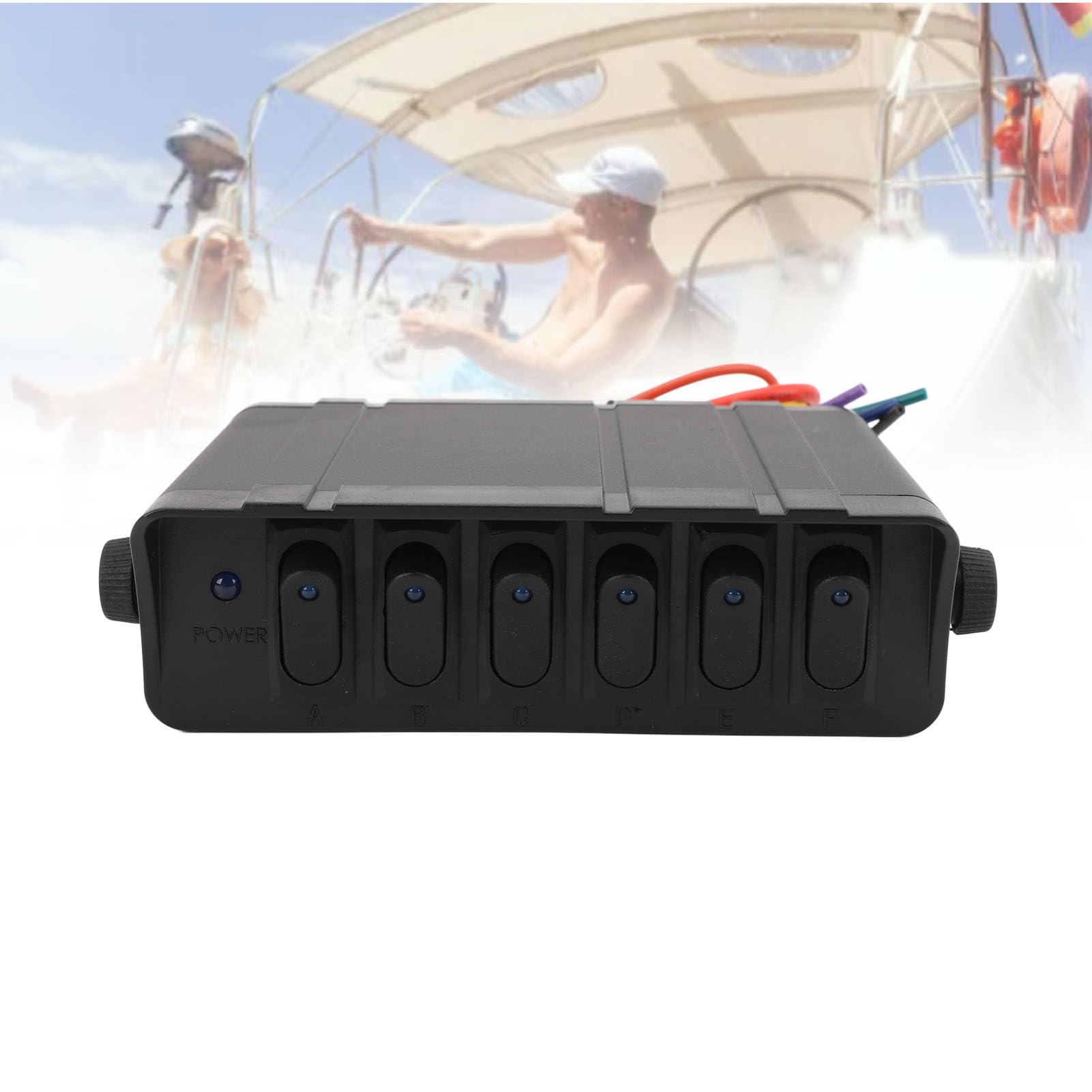 Caja de Interruptor Basculante de 6 Bandas de Aleación de Aluminio DC12V a 24V 40Amp SPST Caja de Panel de Interruptor de Palanca para Automóvil Vehículo Barco RV SUV (Blue)