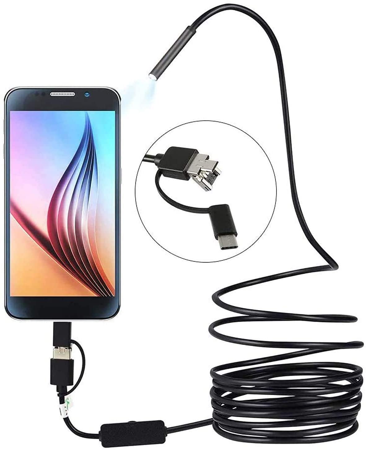 USB内視鏡 20M-8.5HD内視鏡検査カメラ3 in 1工業用 ボアスコープ工業用ビデオ内視鏡、8mm検査カメラ、8個のLEDライト付き