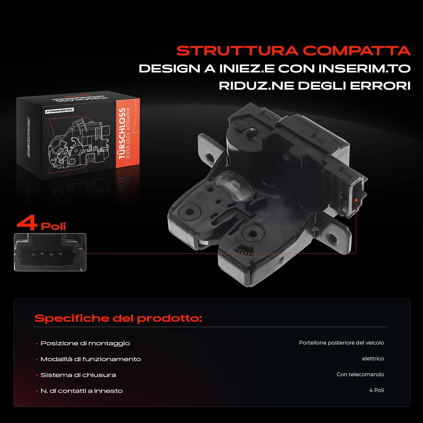 Frankberg Tailgate Lock Compatible with Superb I 3U4 2001-2008 C.a.d.d.y III 2CA 2CH 2KA 2KH 2004-2015 P.a.s.s.a.t Variant 3B6 2000-2005 T.o.u.a.r.e.g 2002-2010