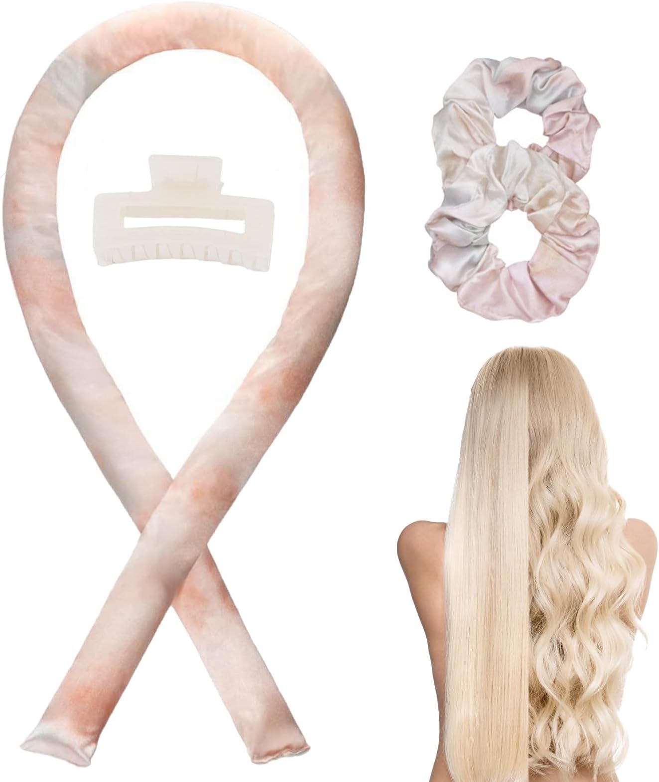 HUICHENDA Satin Heatless Curling Set-Pearl cotton Hair Rollers for Heatless Curls,Heatless Hair Curlers for Overnight Curls,Nature Wave DIY Hair Rollers Styling Tool with Gift Box