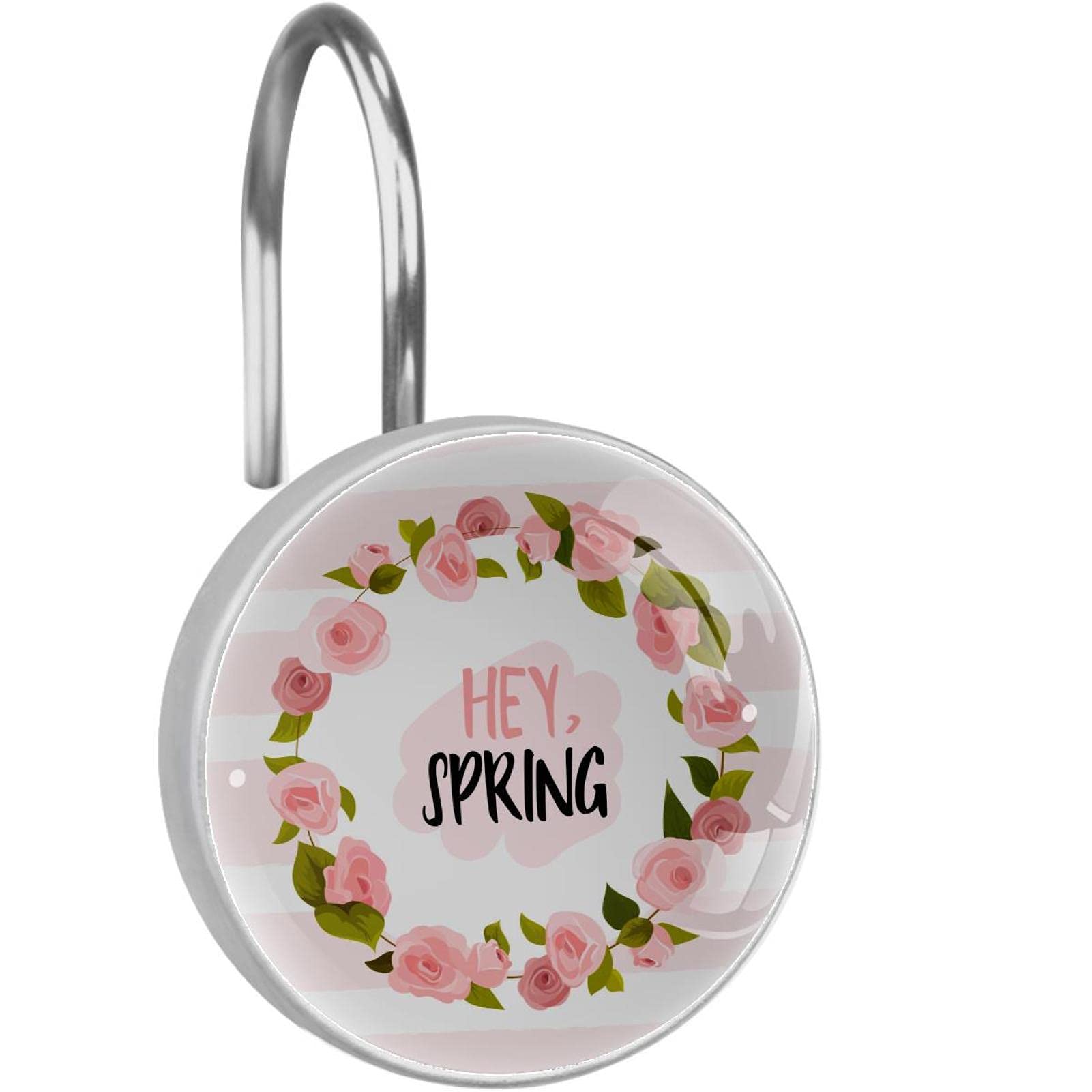 Set di 12 ganci per tenda da doccia a forma di fiore rosa