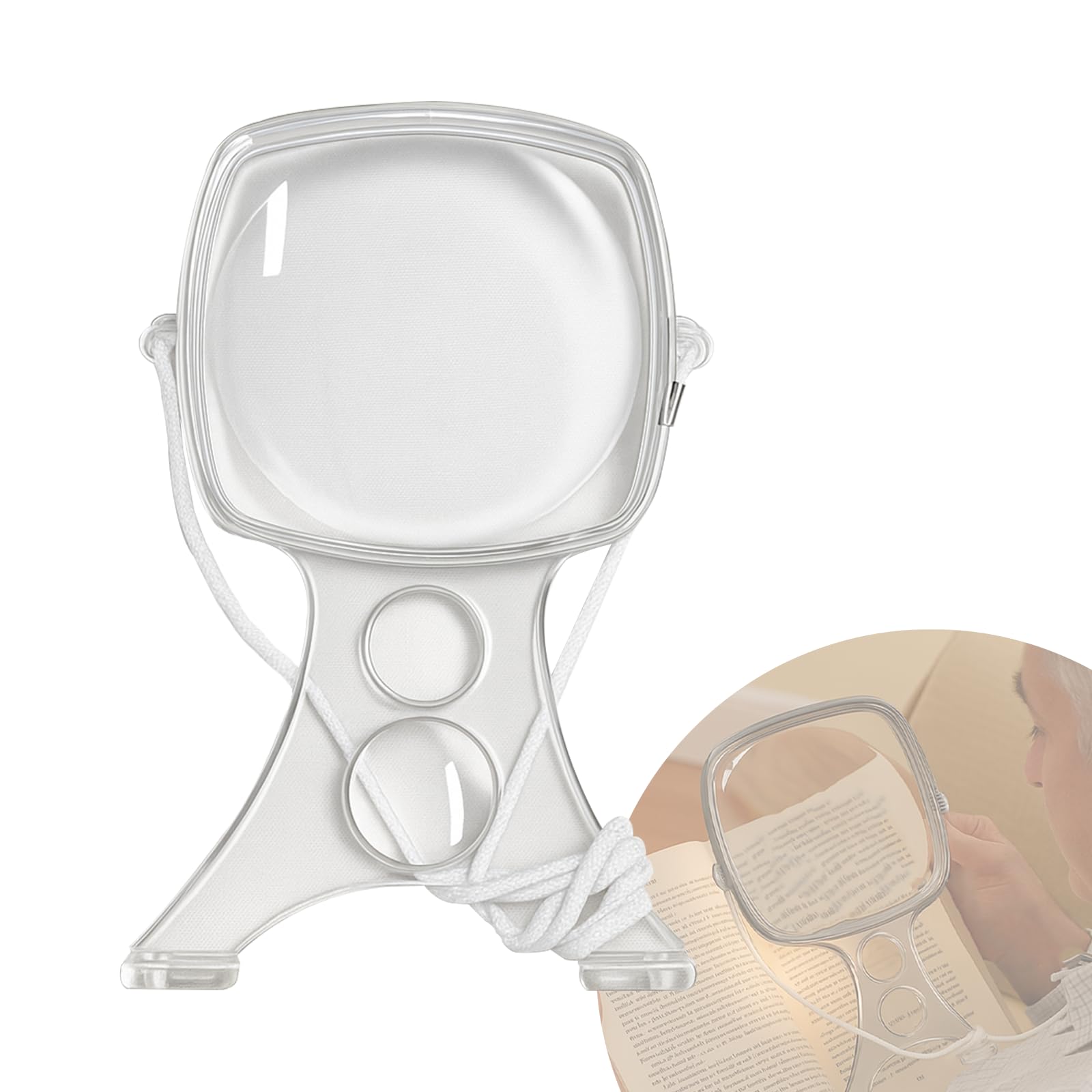 Elderly Chest Rest 3X Magnifier - 2 in 1 Hand Free Neck Wear Magnifying Glass Visual Aids for Seniors Low Vision