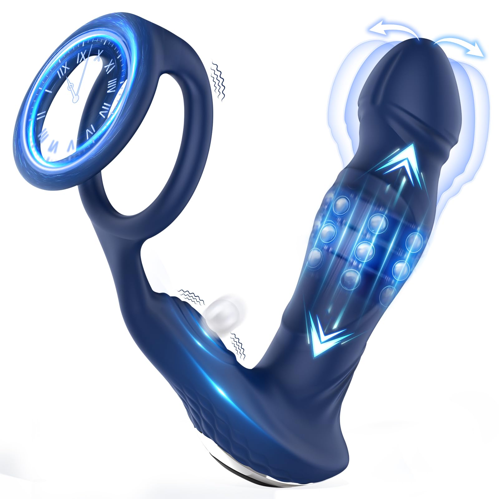 Prostate Massager Wiggling Vibrator Anal Sex Toys - App Control Swing Thrusting Male Vibrator with Dual Cock Rings