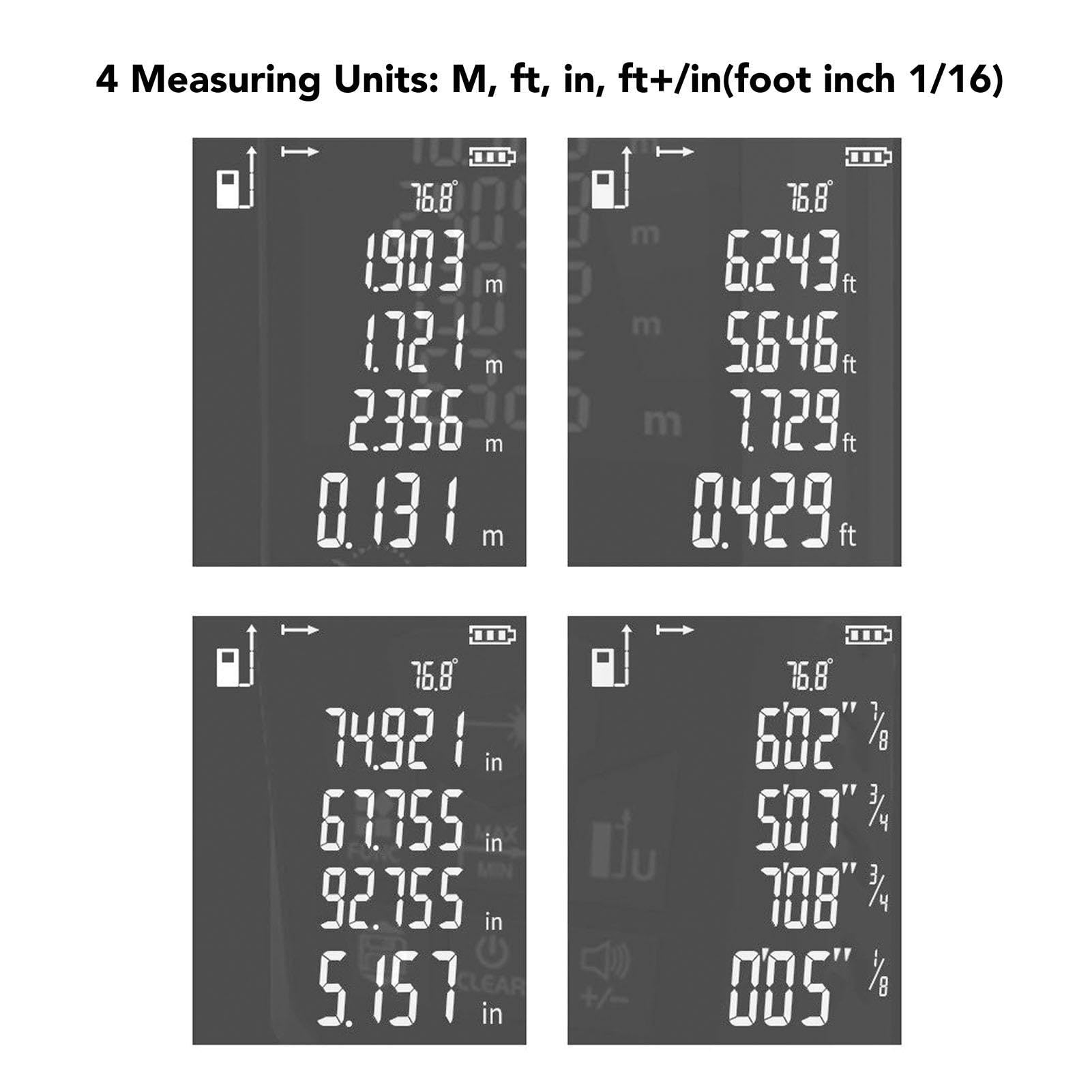 Télémètre Laser Numérique 200 M, Télémètre Laser 0,05-200 M (656 Pieds) Avec Écran Lcd 2,4 Pouces, Mesureur D'Angle Et Testeur de Volume Et de Surface, pour La Construction Et La Rénovation de Maisons