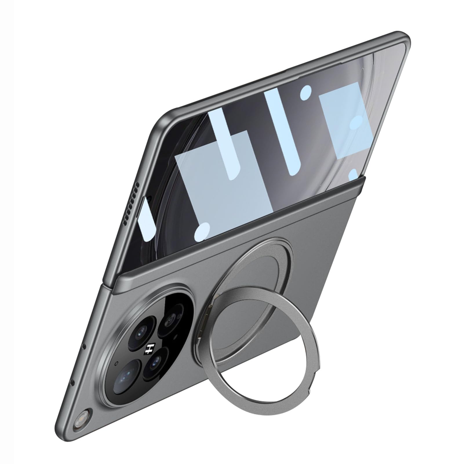 LUOTANL Magnetic Case for Oppo Find N6, Screen Protector All -Inclusive Rotating Ring Hinge Shockproof Cover,Grey,N6