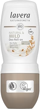 lavera Deo Roll-On NATURAL & MILD 48h - vegan - Naturkosmetik - Oats & natural minerals - without aluminium - climate neutral - 48h protection - dermatologically tested - 1.6 Fl Oz