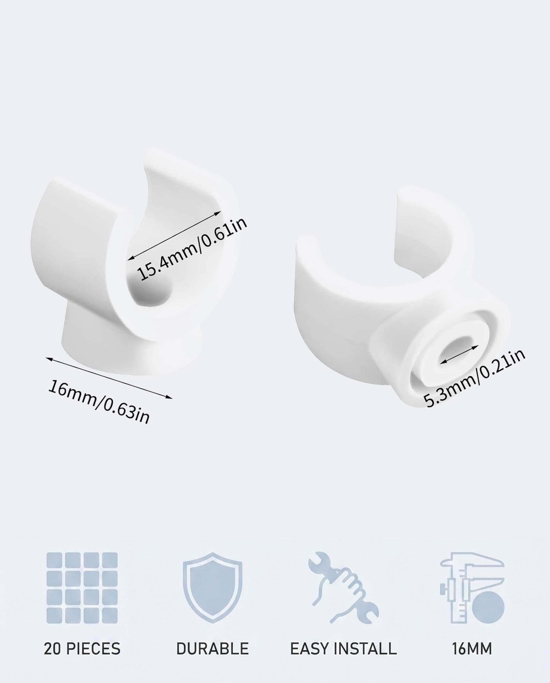 20 piezas Clips PEX de 1/2 pulgada para colgar tuberías – abrazaderas para tubos, soporte de tubería de 16 mm, ganchos en U, abrazaderas para tuberías de agua, clips de abrazadera de tubo