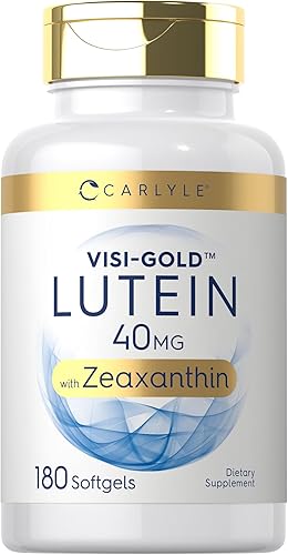 Suplemento de luteína y zeaxantina Carlyle | 40mg | 180 cápsulas blandas | Píldoras para los ojos | Vitaminas para la salud ocular | Visi-Gold | Sin