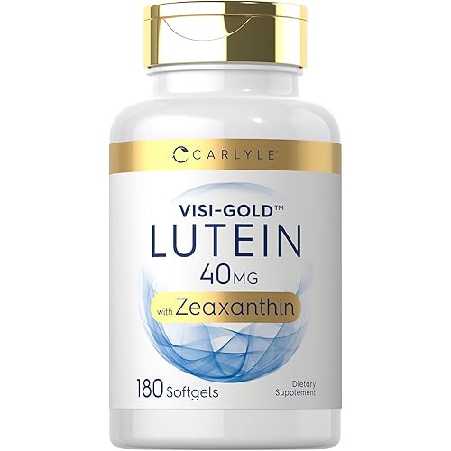 Carlyle Lutein and Zeaxanthin Supplement | 40mg | 180 Softgels | Pills for Eyes | Eye Health Vitamins | Visi-Gold | Non-GMO and Gluten Free