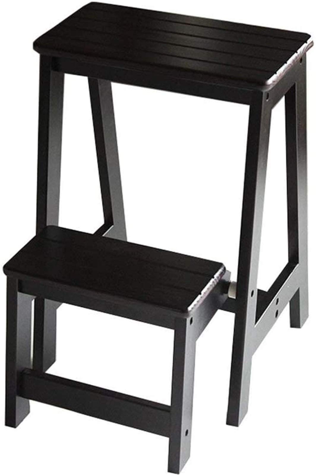 Escabeau bois massif 2 marches pour adulte, tabouret domestique pliant et multifonction