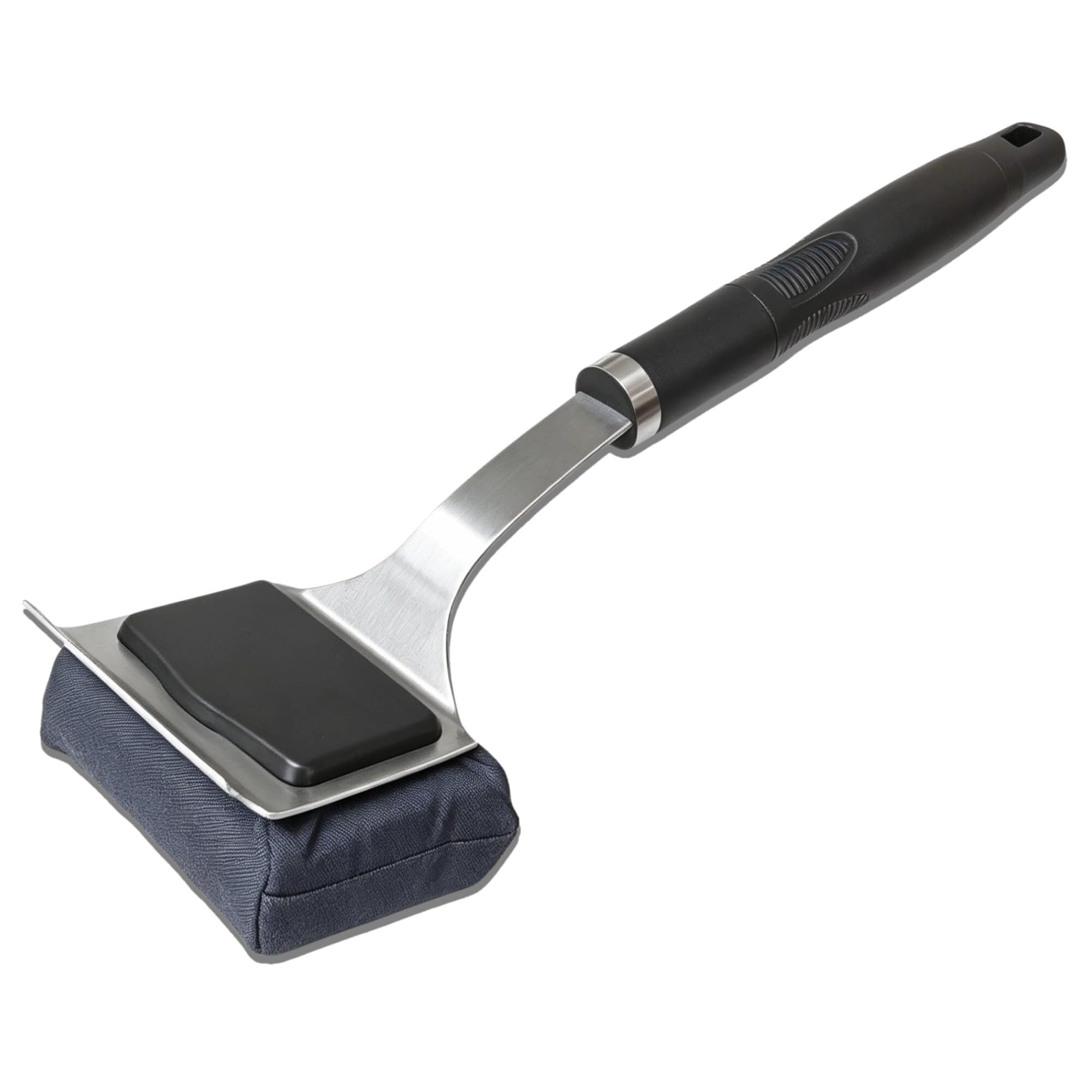 Spazzola per griglia per esterni, senza setole, raschietto rinforzato, testa sostituibile, accessori sicuri per la pulizia del barbecue (nero)