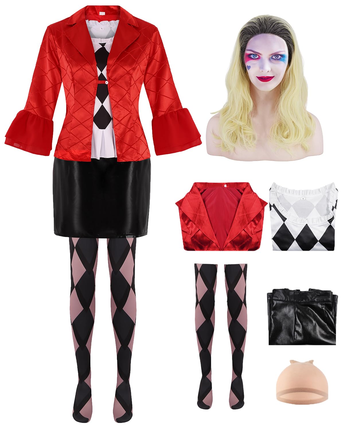 JIOBABE Halloween Clown Costume Set for Women