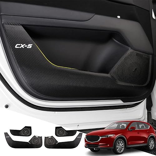 Great-luck Adhesivos de cuero para puerta antipatadas, accesorios interiores personalizados, calcomanías protectoras de película de borde lateral, 4