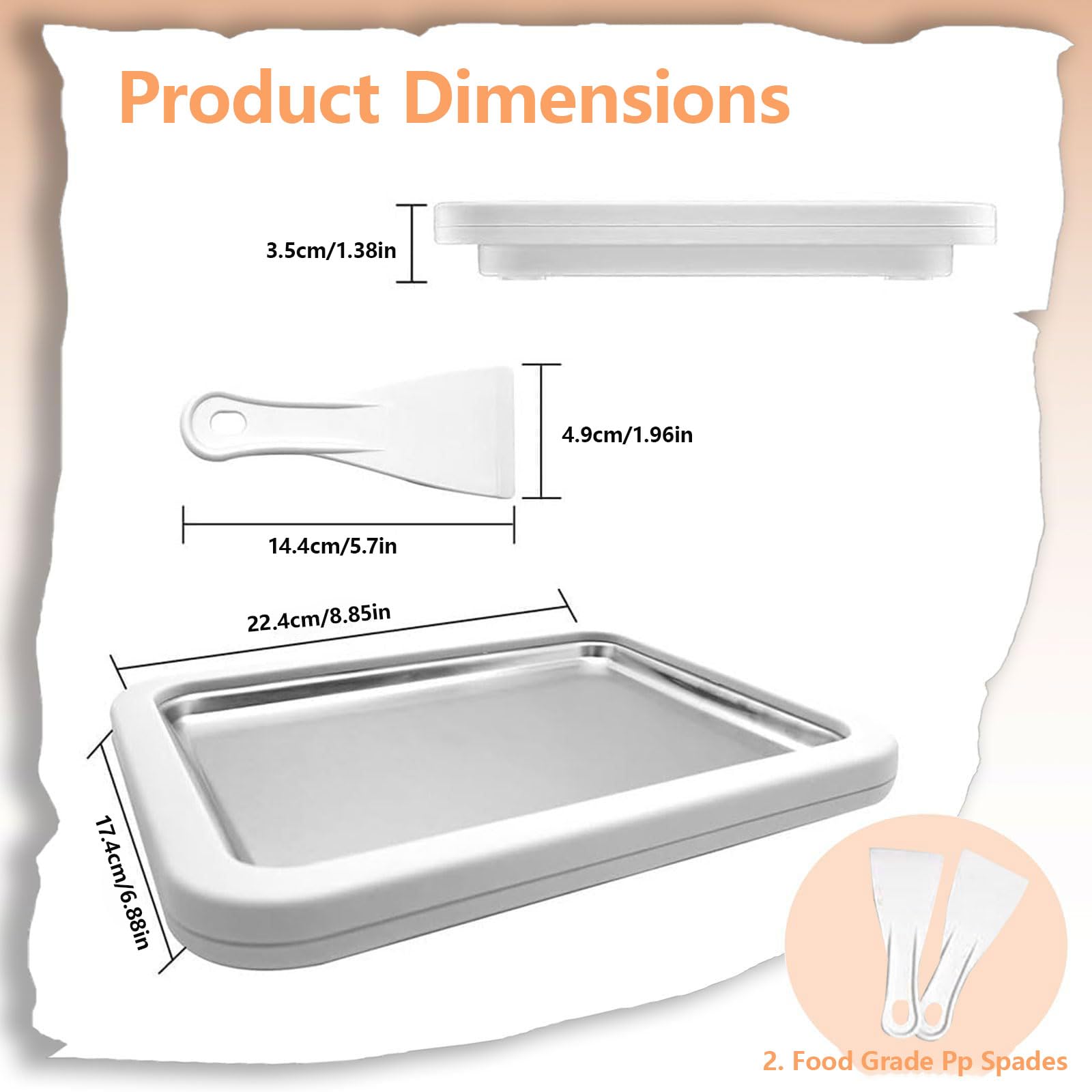 Genérico Heladeras Hacer Helado con 2 Espátulas, Maquina de Helados, Ice Cream Maker para Sorbete Yogurt congelado Gelato,Blanca,8.85''x6.88''