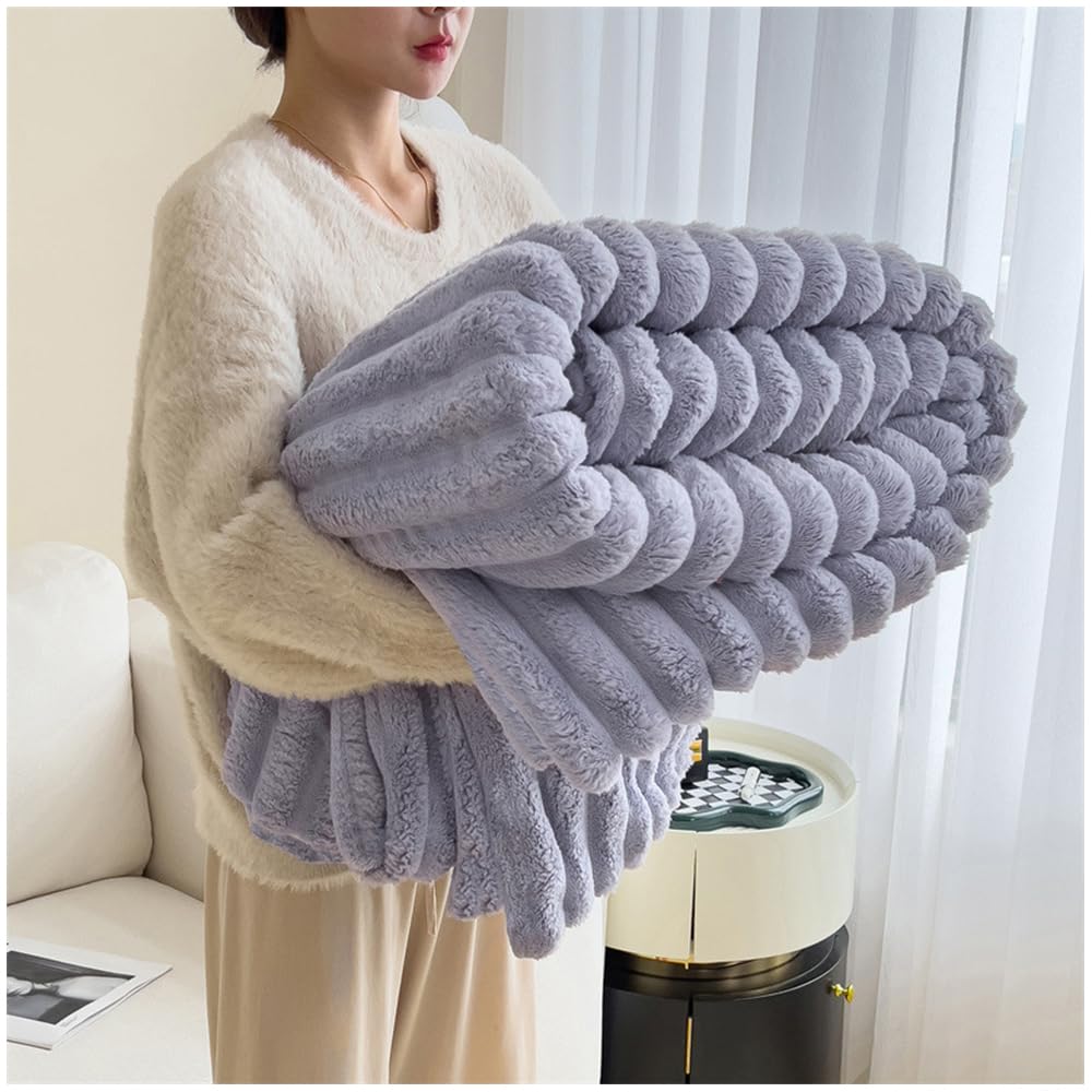 NUODWELL Soft Fluffy Throw Blanket, Super Cozy and Warm Fleece Blanket Rabbit Plush Double Thickness Blanket for Bed Sofa Couch Chair (Purple, 150x200cm) — image 1
