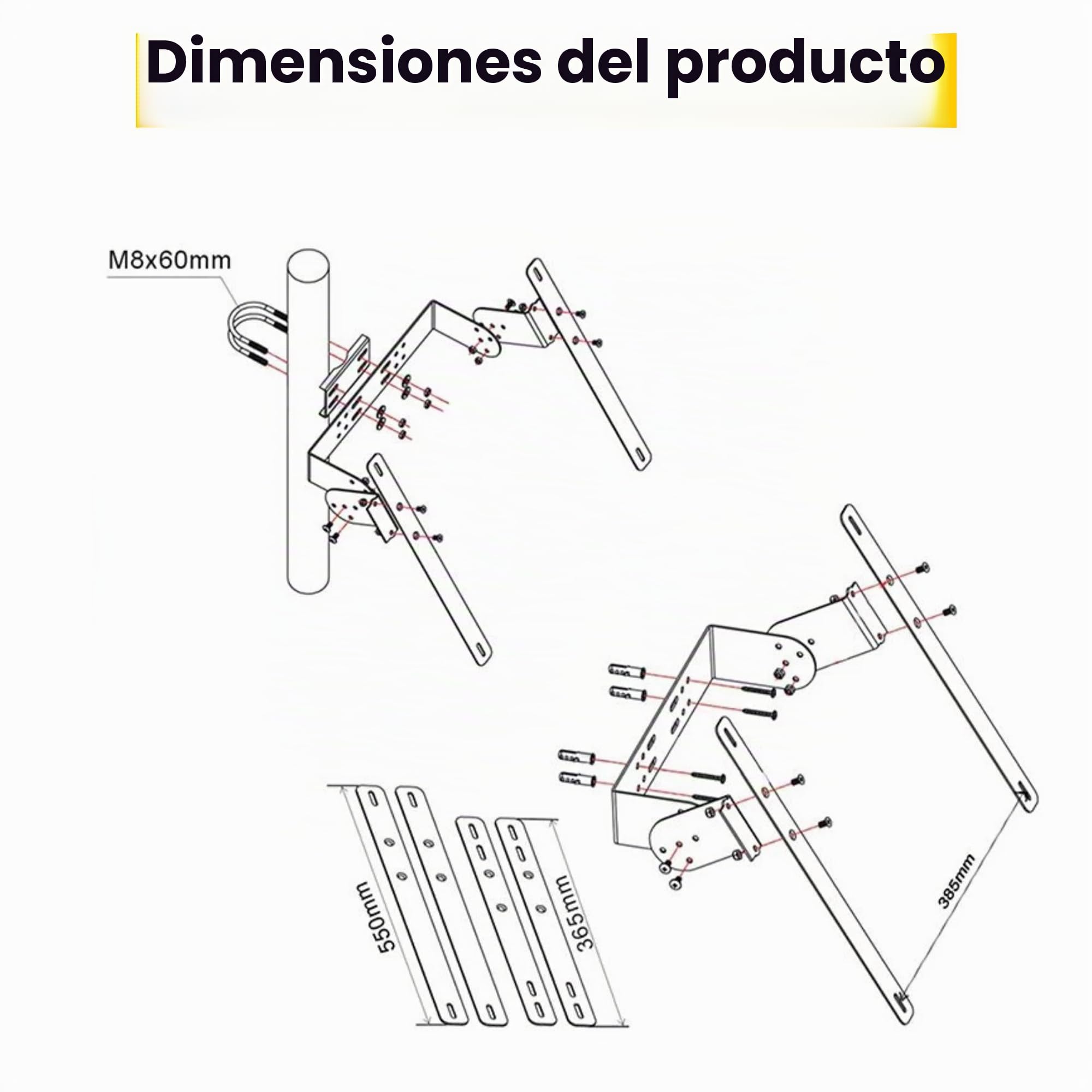 Offgridtec pared Set de montaje de soporte para módulos solares panel solar, 20 – 50 W, aluminio, 1 pieza, 006520