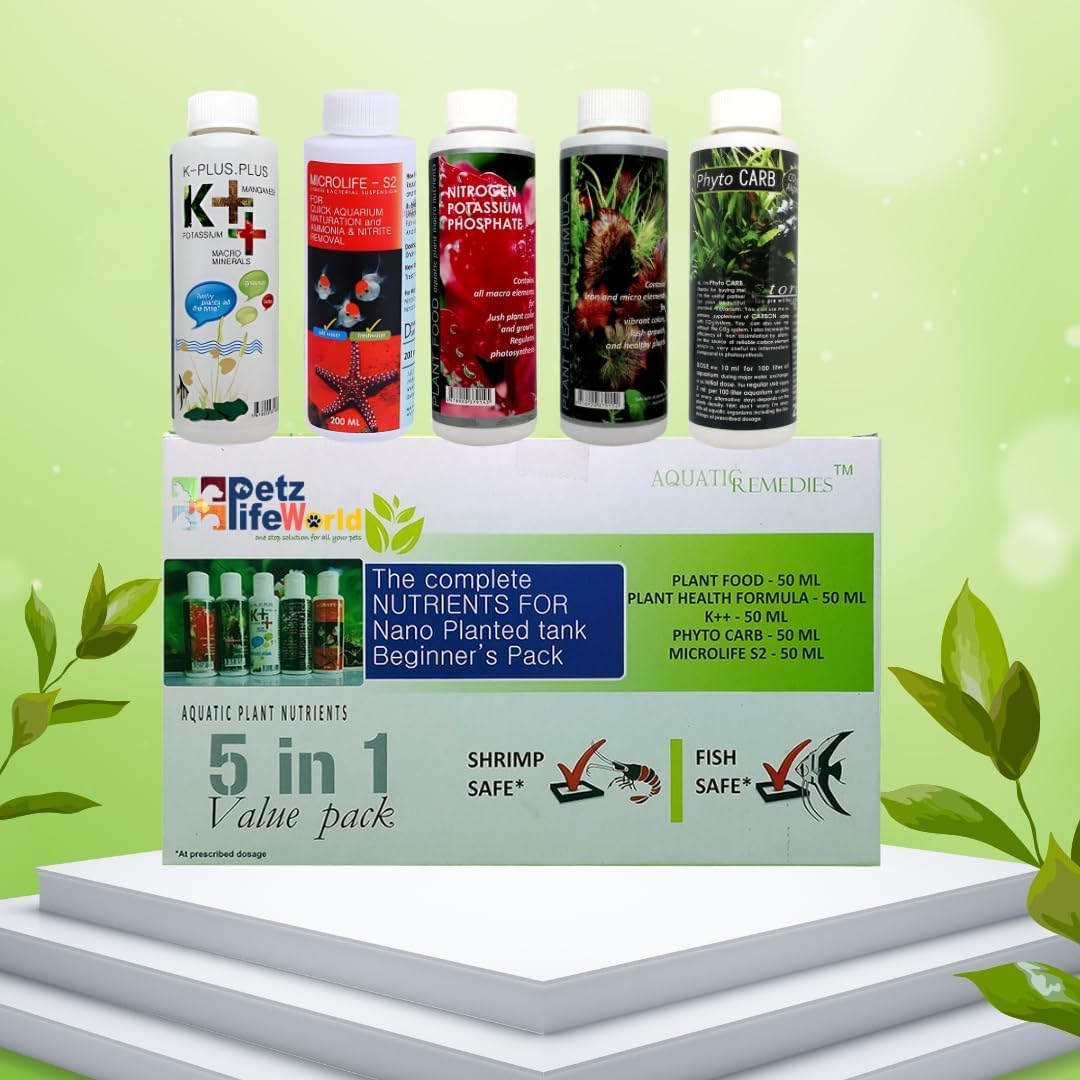 Aquatic Remedies The Complete NUTRIENTS For NANO Planted Tank Beginner's Pack (5 In 1 Value Pack) Aquatic Plant Nutrients Fertilizer