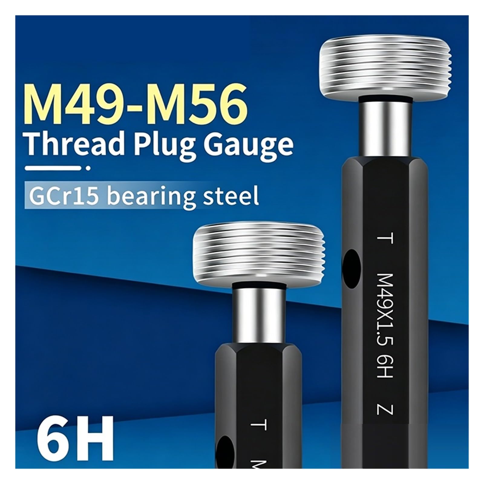 Gewinde-Lehrdorn 1PCS 6H M49-M56 Stahl Gage Metric Feingewinde Stecker Gauge Messen Werkzeug(M49X0.5)