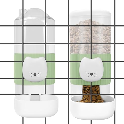 Jaula colgante dispensador automático de agua de alimentos para mascotas pequeñas gravedad automática 0.8L Alimentador para gatos 0.87L Dispensador