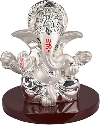 Sponsored Ad - DIVINITI 999 Silver Plated Four Hands Lord Ganesha Statue for Car Dashboard Ganpati Idol for Luck & Success...