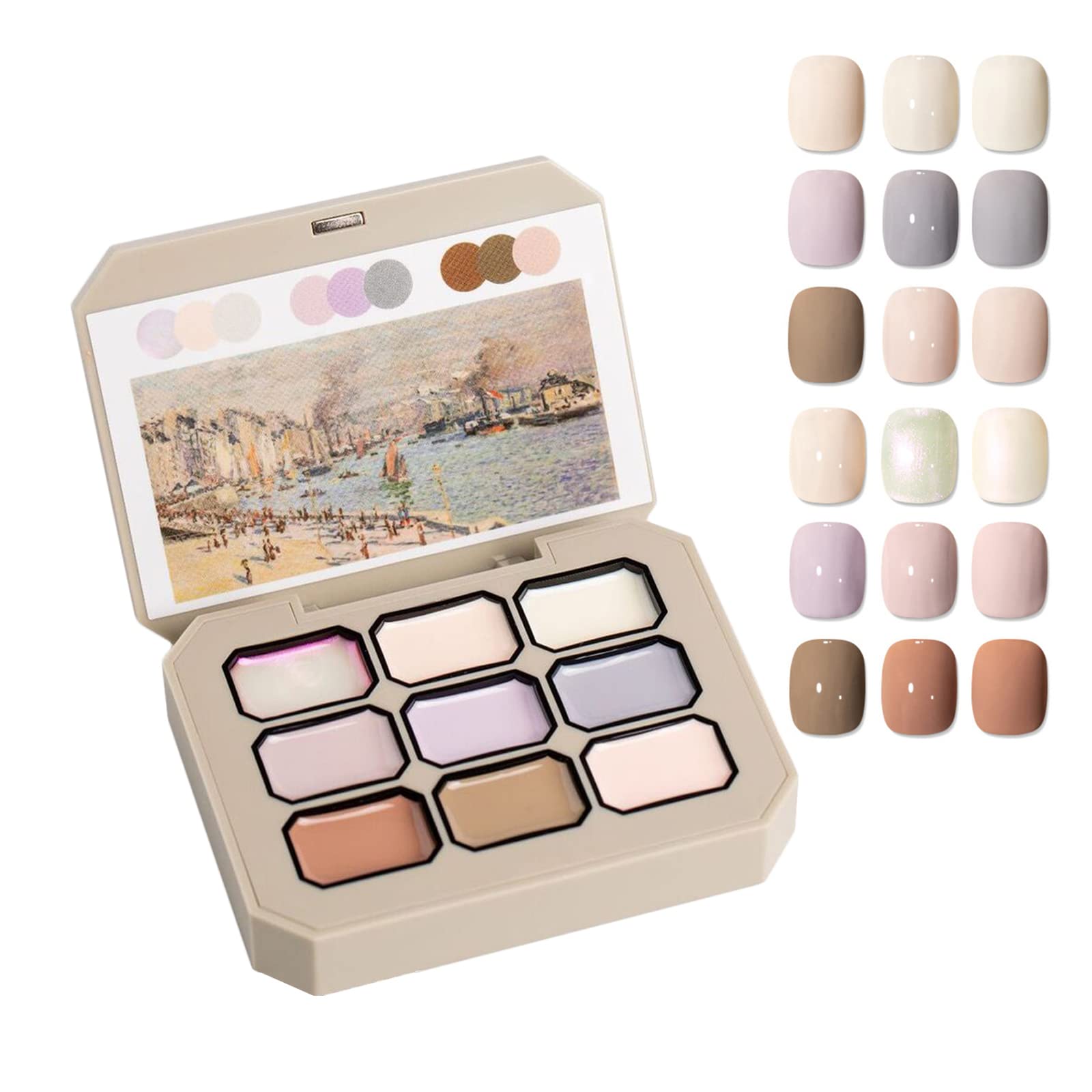 FantasyDay Solid Cream Gel Polish Set,9 Colors Gel Nail Polish Palette Nude Pink White Solid Gel Polish Manicure Nail Art Kit Soak Off Portable Gift