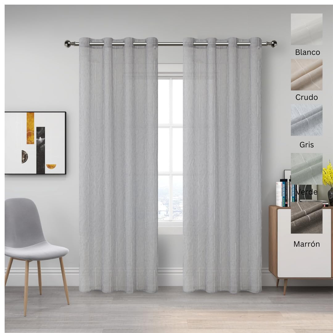 Miracle Home. Cortinas mordernas y Elegantes de 2 Piezas (Incluye una Pieza) para salón y Dormitorio con Ojales. Margarita. 145cm (Ancho) x 260cm (Alto) Verde