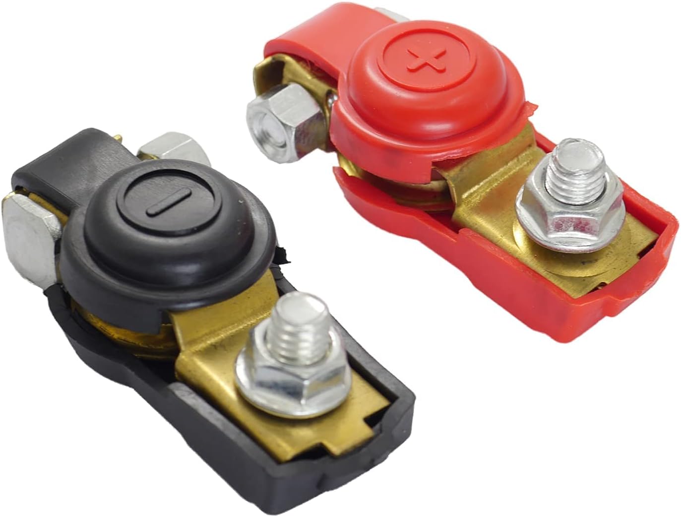 Casoter 1 Pair Car Battery Terminal Connectors with positive & negative battery clamp 12V/ 24V/ 48V for Boat Truck Car Van Caravan Battery