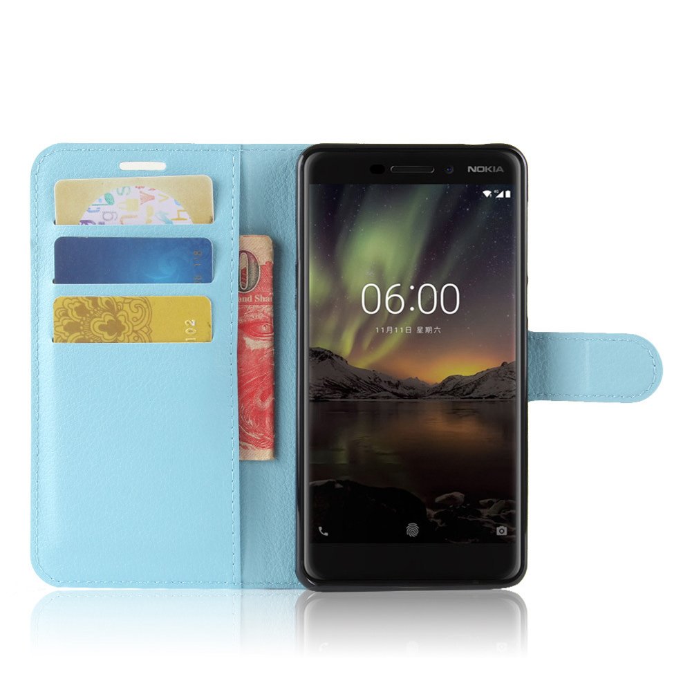 NOKIA 6 2018 Wallet Case, Premium PU Leather Flip Folio Wallet Case with Card Slot, Stand Holder and Magnetic Closure [TPU Shockproof Interior Case] Compatible with NOKIA 6 2018
