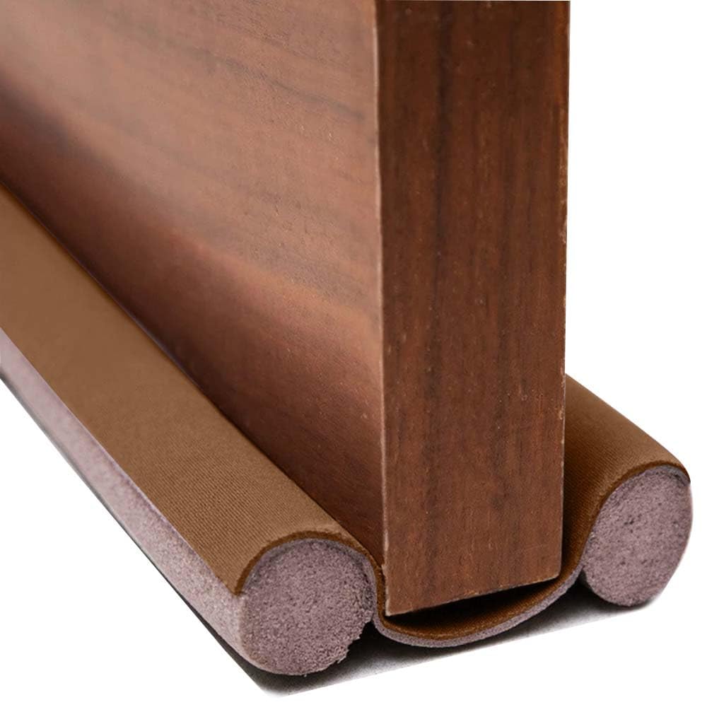 HYDERON Vinyl Twin Draft Stopper 36 Inch – Soundproof Under Door Seal for Noise Reduction and Energy Efficiency | Brown Weather Stripping | (Pack of 3)-image-30