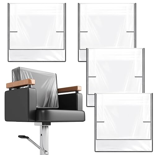 Hoolerry 4 fundas rectangulares para respaldo de silla que evitan manchas y desgaste de plástico transparente para spa, se adapta a la mayoría de