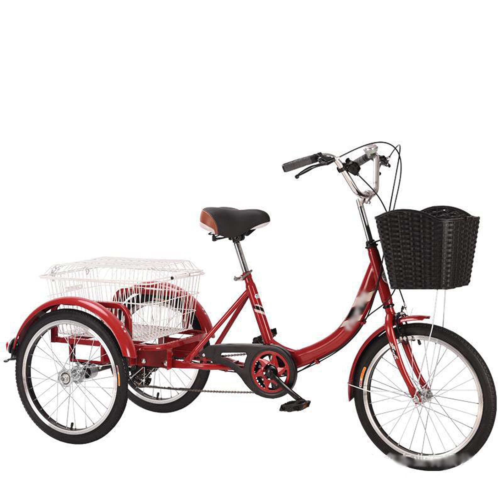 Bici a Tre Ruote Triciclo Adulti, Bicicletta 20 Pollici, Bicicletta Crociera a 6 velocità con Ampio Cestino, Bici comode, Bici Svago, Shopping, Picnic, Esercizio, Ciclismo Uomo e Donna, pedalata
