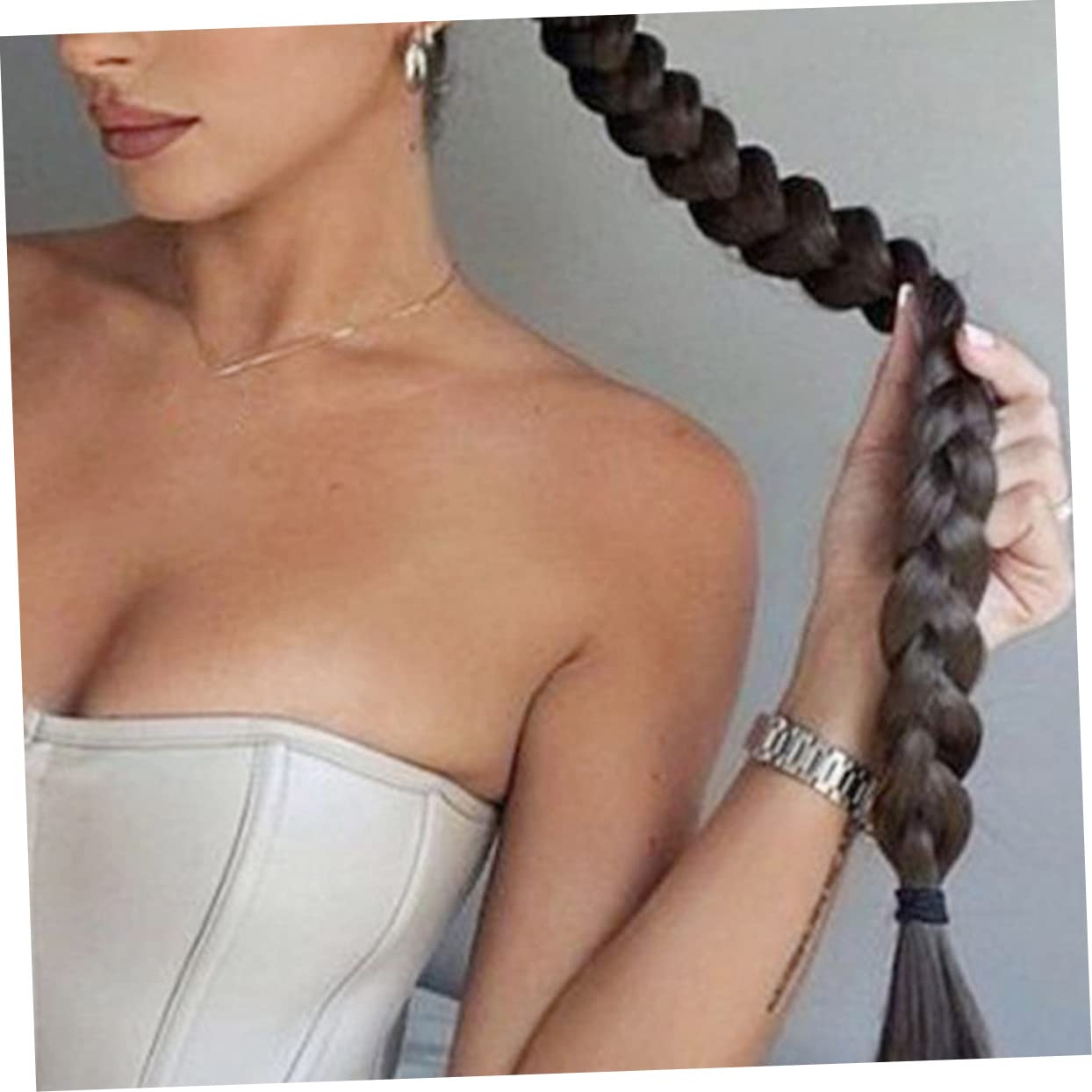 FRCOLOR 8 piezas peluca con gomas para el pelo para mujer, bandas trenzadas para el pelo, pelo sintético, peluca, extensión de de caballo, de de caballo