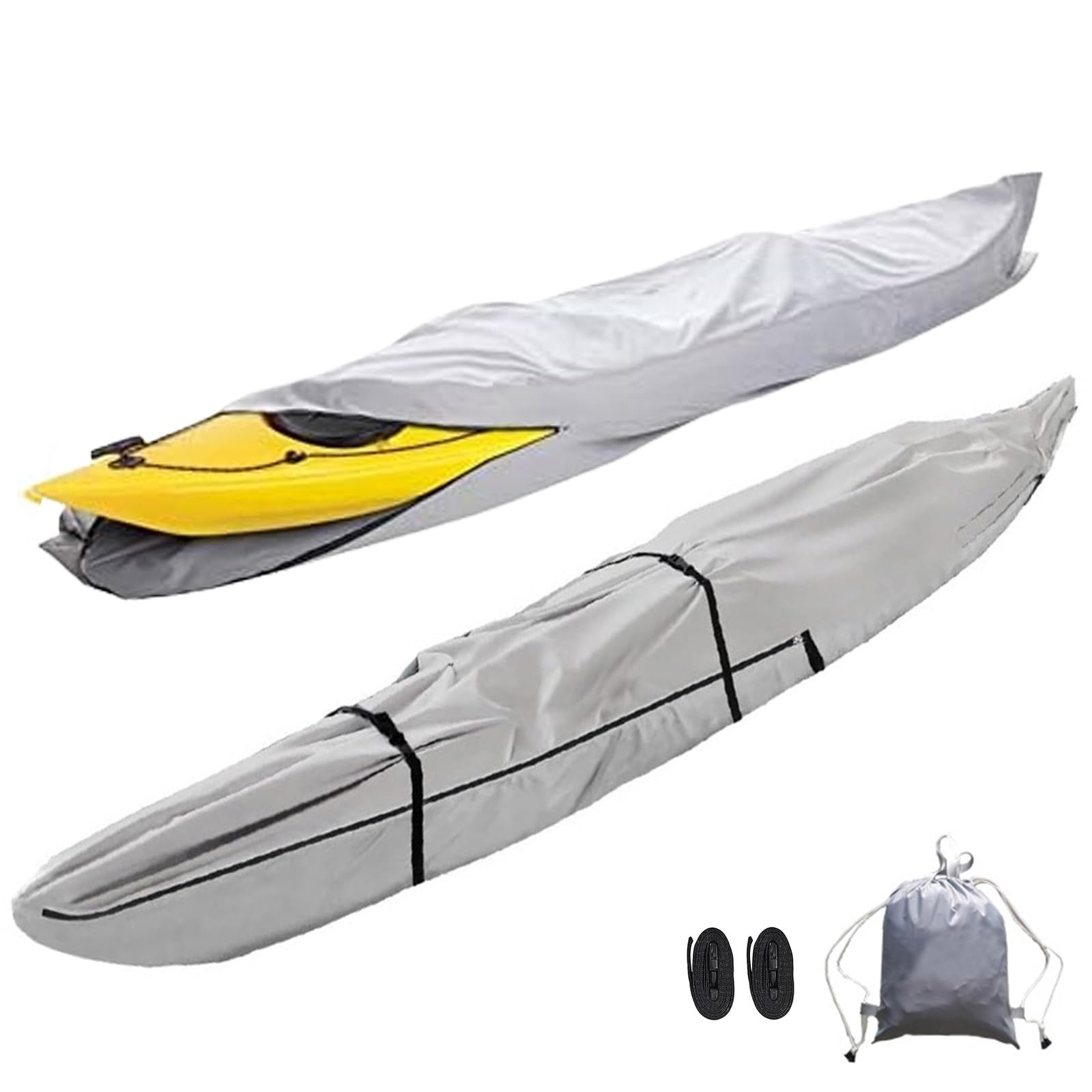 Funda Kayak 3m/4m/5m/5.5m Cubierta para Kayak con Cremallera 420D Tela Oxford Protección Solar Impermeable Anti-Polvo Funda para Kayaks y Canoa(Gray,10ft)