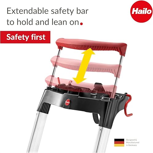 Miniatura 3 de Hailo L100 Pro  Escalera plegable de aluminio  Seis escalones  Riel de seguridad extensible  Bandeja de almacenamiento multifuncional integrada