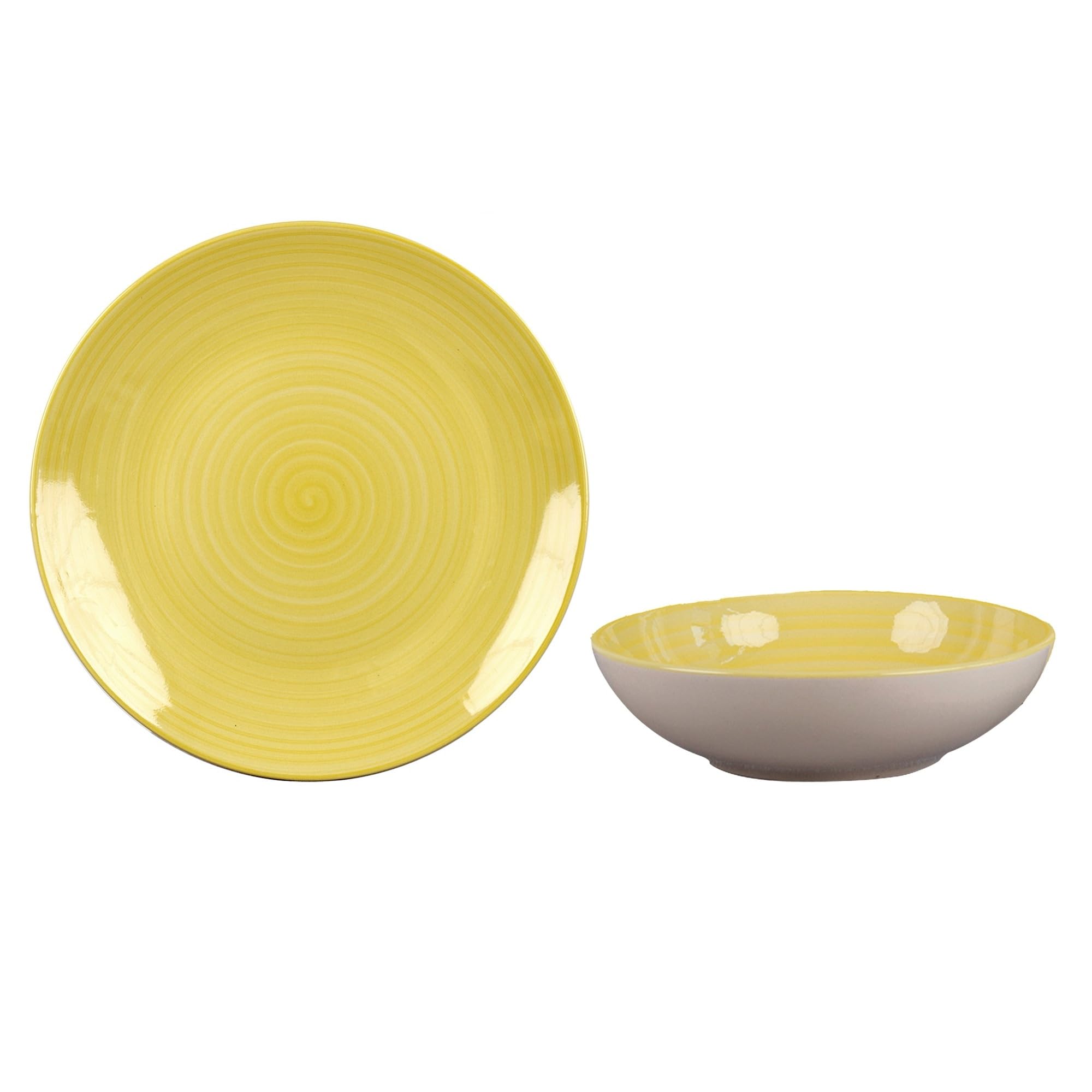 Servizio Piatti Sunflower 12 Pezzi in Ceramica Set Piatti per 6 Persone Idea Regalo - 6 piatti piani, 6 fondi -Tavola e Cucina Colorato per Lavastoviglie