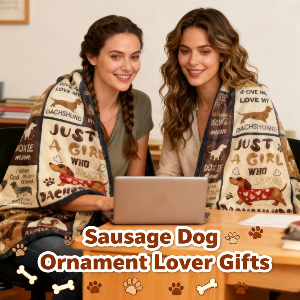 Cadeau Teckel, Cadeau pour Les Amateurs de Teckels, Douce et Confortable en Flanelle Lavable pour la Maison Le Bureau la Chambre Le Lit Le Canapé la Chaise Cadeau 130 x 100 cm