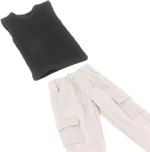 Miniatura 3 de Pantalones cargo de trabajo con figura de hombre a escala 112 y camiseta sin mangas, trajes casuales, color negro